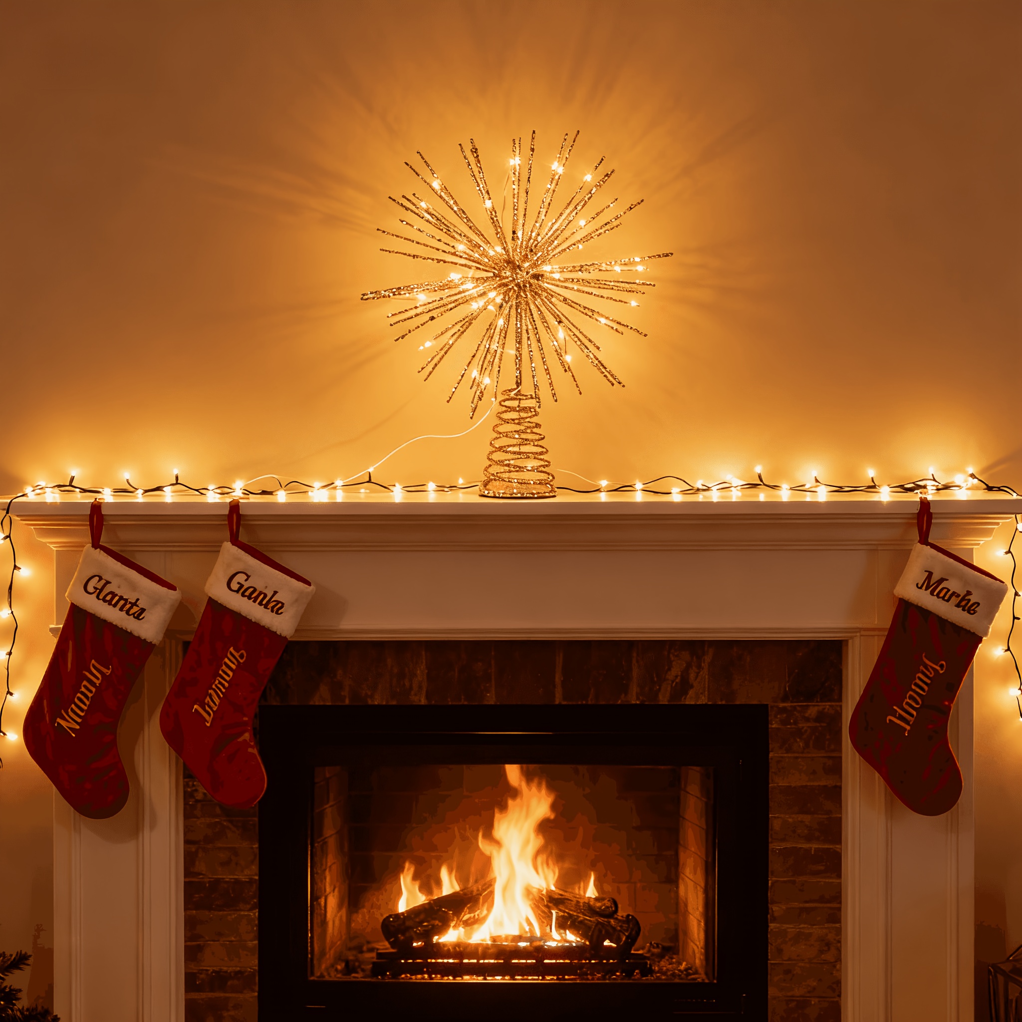 TEMU d'Arbre de Noël avec 20 Lumières LED, Fonctionne sur Piles, Design en Métal Découpé, Décoration de Fête Facile à Installer, Nécessite 2 Piles AA