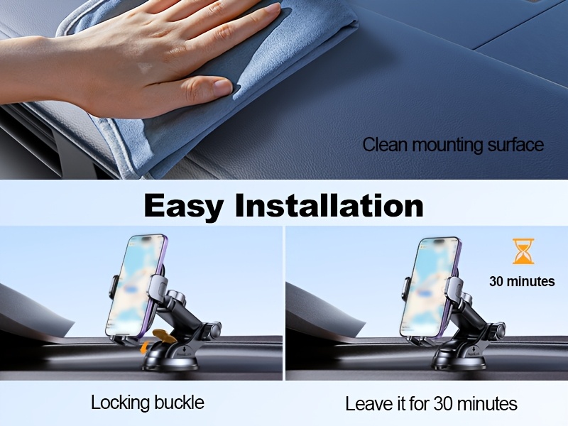 BABACOM 3-in-1 Multifunctionele Mobiele Telefoonhouder Auto Zuignap met Superieure Griptechnologie voor dashboard, luchtroosters, bureaublad, 360° Draaibaar en Eénhandige Ontgrendeling Auto Mobiele Telefoonhouder voor 10,16-17,78 cm Telefoon