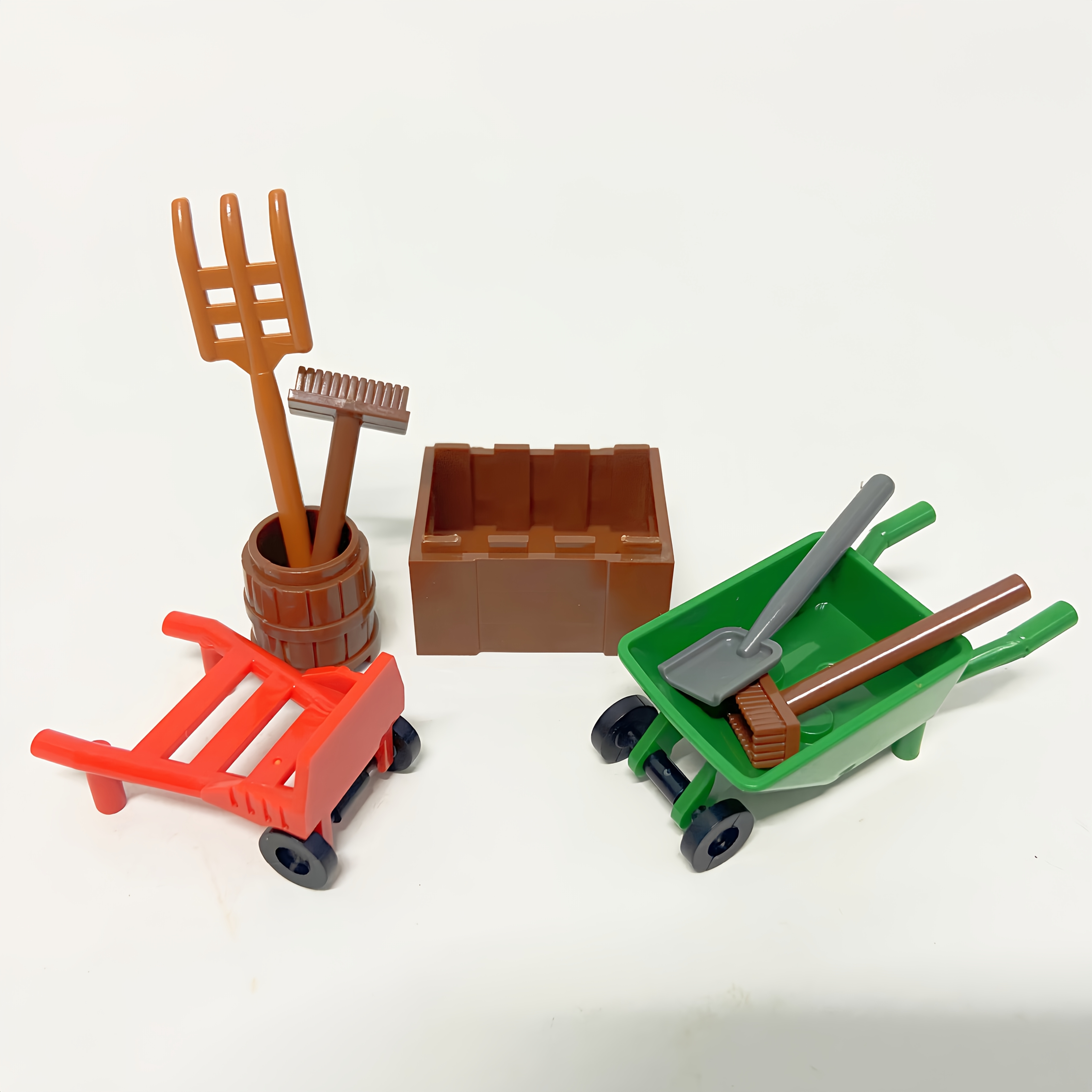 Image of Farm Tools Set Moc Building Blocks Diy Toys Garden Cart Spade Rake Box Bucket Creative Blocks Accessories Fam Scene Building Competibal Parts