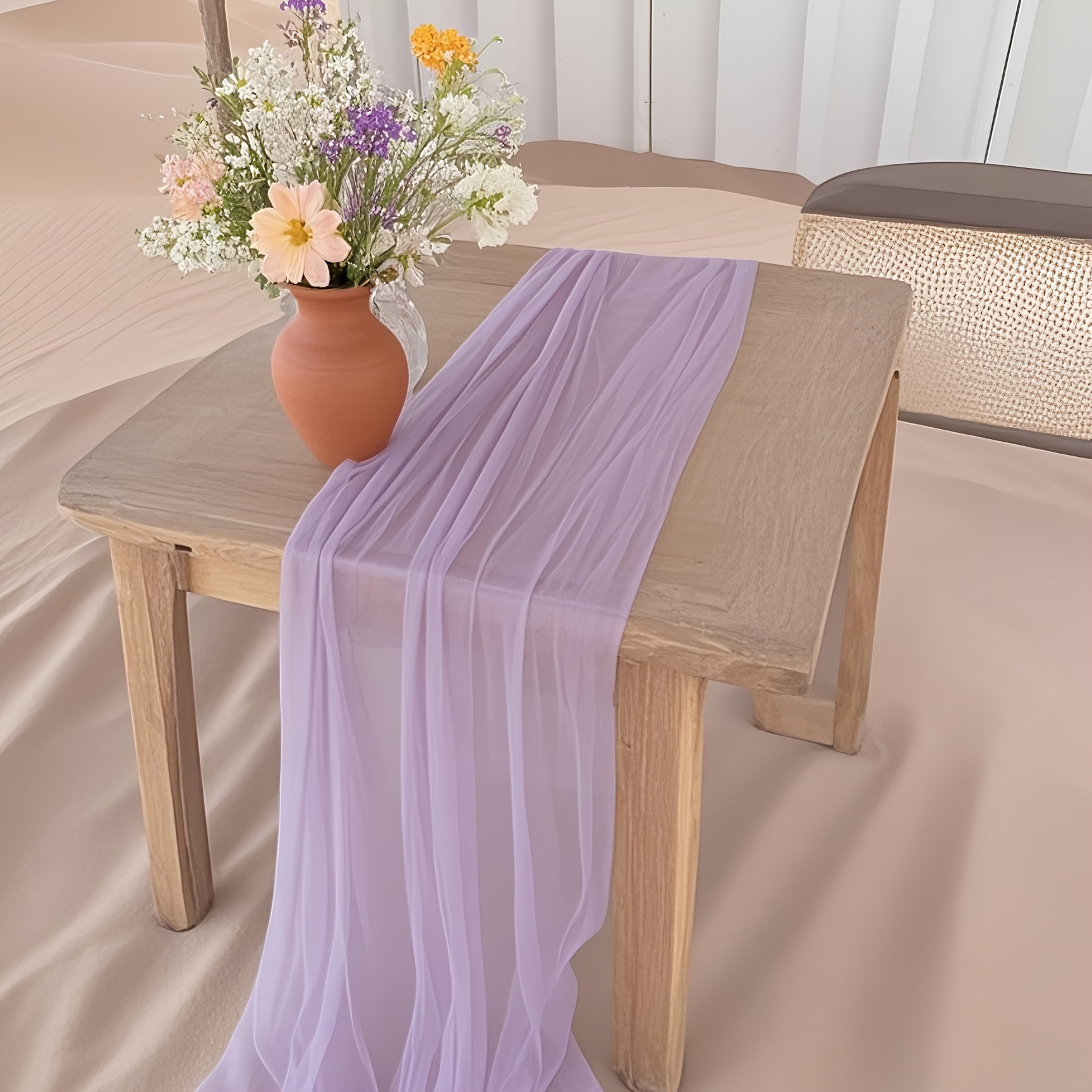 E-shop Böhmischer Tischläufer aus Lavendel-Polyester - Rechteckiges Dekoratives Tuch für Hochzeiten, Brautduschen, Geburtstage, Muttertag,
