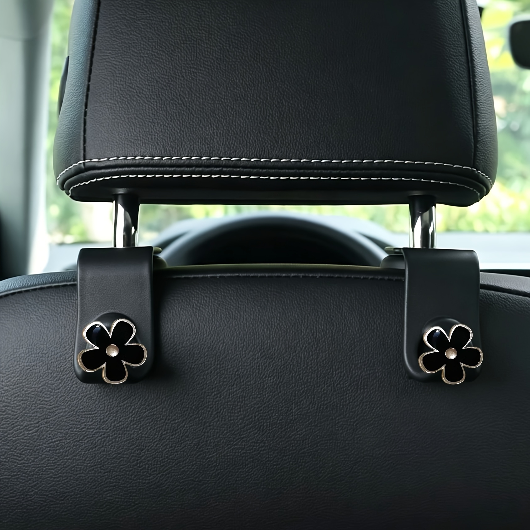 TEMU 2 piezas de aleación con diseño de flores, soporte/gancho multifuncional para almacenamiento de coche, disponible en múltiples colores, para