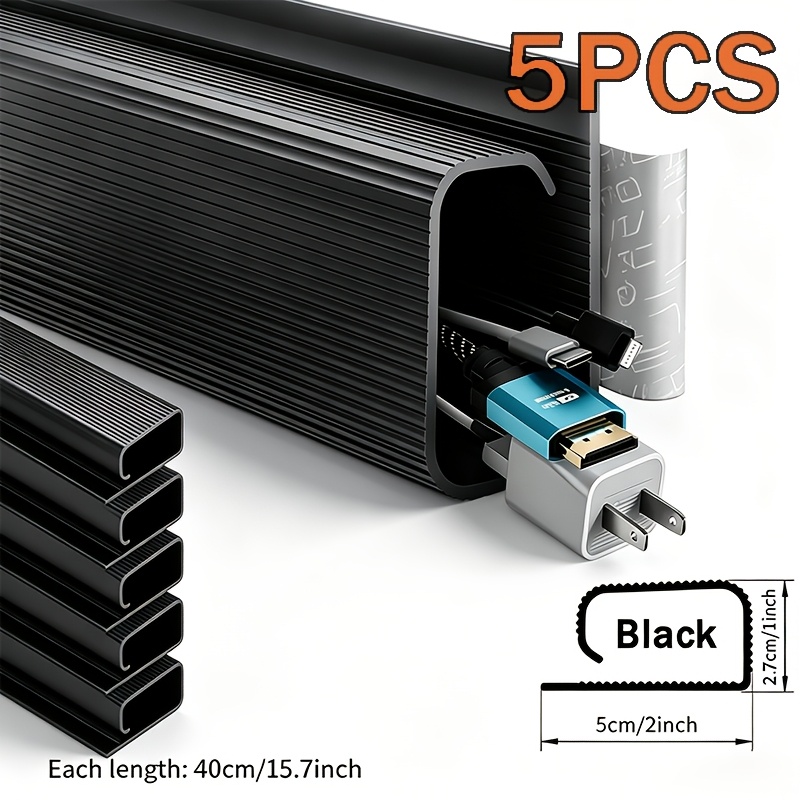 Image of 5pcs Installation Desk Cable Management Sleeve, Under-desk Wire Organizer For , Hide And Neat Your Cords
