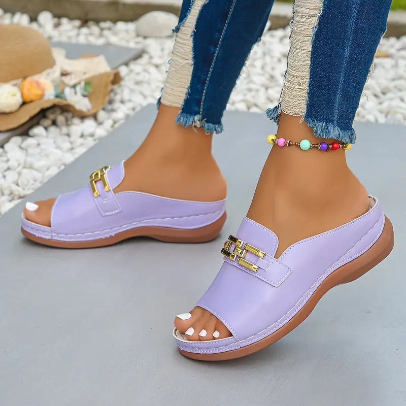 fashionable plus size thick soled sandals for women in sizes 36 43 summer pink slope heel ladies sandals are slip resistant and versatile ideal for wearing outdoors details 2
