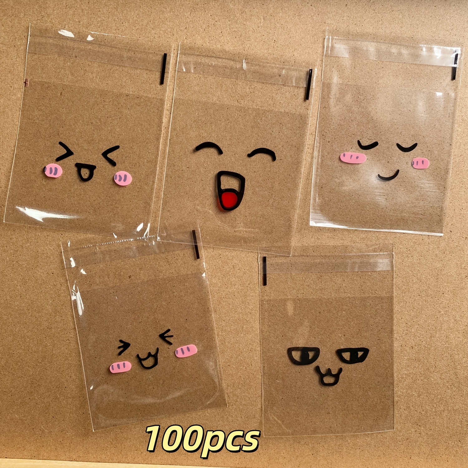 Image of 100pcs, Vibrant Cartoon Self-adhesive Bags, Suitable For, Snacks, Candies And Jewelry, Ideal For Party Favors And Baking Packaging, Holiday Gift Packaging Bags