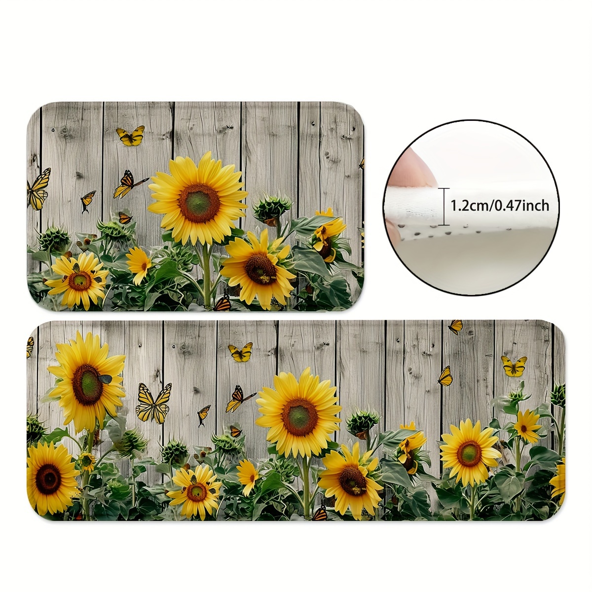 

1/2pcs, Farmhouse Area Rug, Sunflower 1.2cm Kitchen Rugs And Mats Non Skid Washable Absorbent Microfiber Kitchen Mat For Floor, Non-shed, Non-slip, Family & Pet Friendly - Premium Recycled Fibers