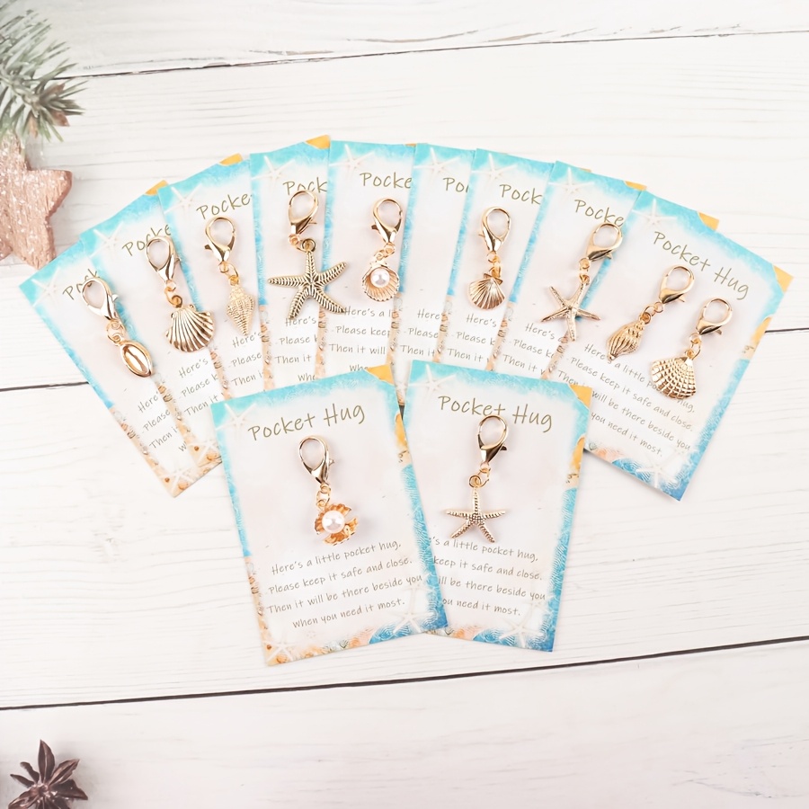 TEMU 2d 11 Unique Starfish, Shell, Conch Keychains And Thank You Cards, Fun Ocean Themed Keychains, Perfect For Beach Vacations, Birthday Parties,