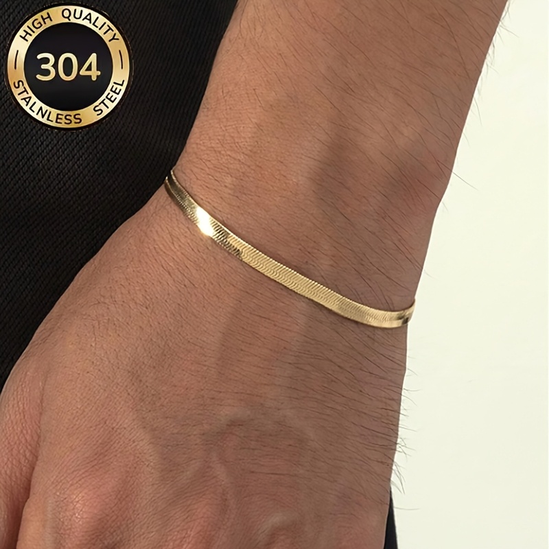 TEMU 1 304 304 Stainless Steel Minimalist Fashion Men's Bracelet, Suitable As A Party Gift, Waterproof And Not Easy To Fade