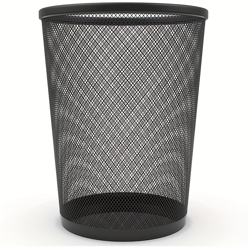 TEMU Mesh Trash Can, Round Small Wastebasket Black, Metal Wire Waste Basket For Office Home Kitchen Desk