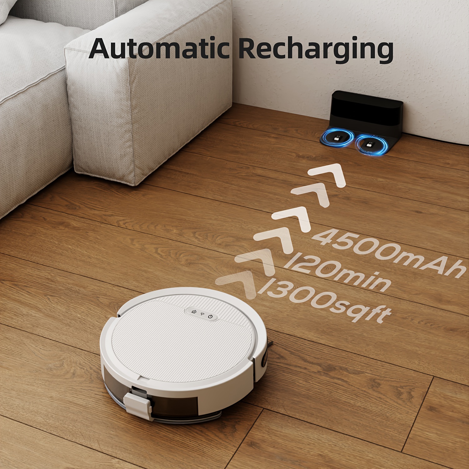 robot vacuum and mop combo 4000pa strong suction multiple cleaning       voice control automatic self charging ideal for pet hair hard floor and low pile carpet details 6