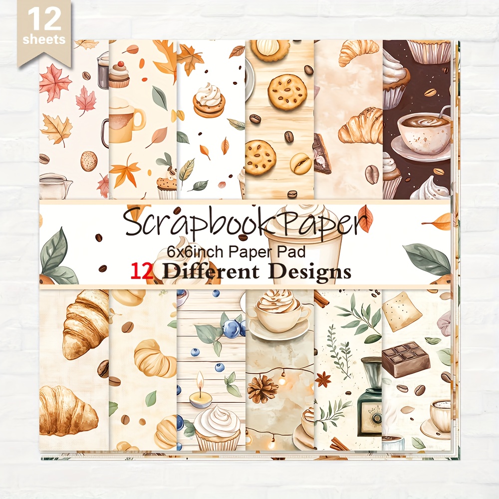 TEMU 12 Sheets Scrapbook Paper, 6× 6'', Card Making, And Journaling Supplies For Diary & Album Backgrounds, Diy Crafts - Decorative Straight Material