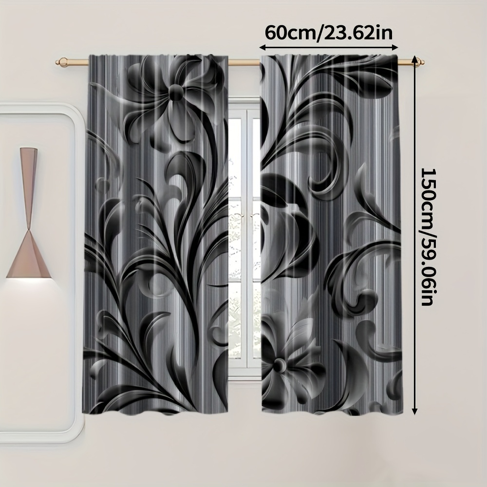 TEMU 2d Flat - 2d Flat - Set Of 2 Modern Flat Printing Curtains Made Of Durable Polyester, Ideal For Bedrooms And Other Spaces, Holidays, Without A