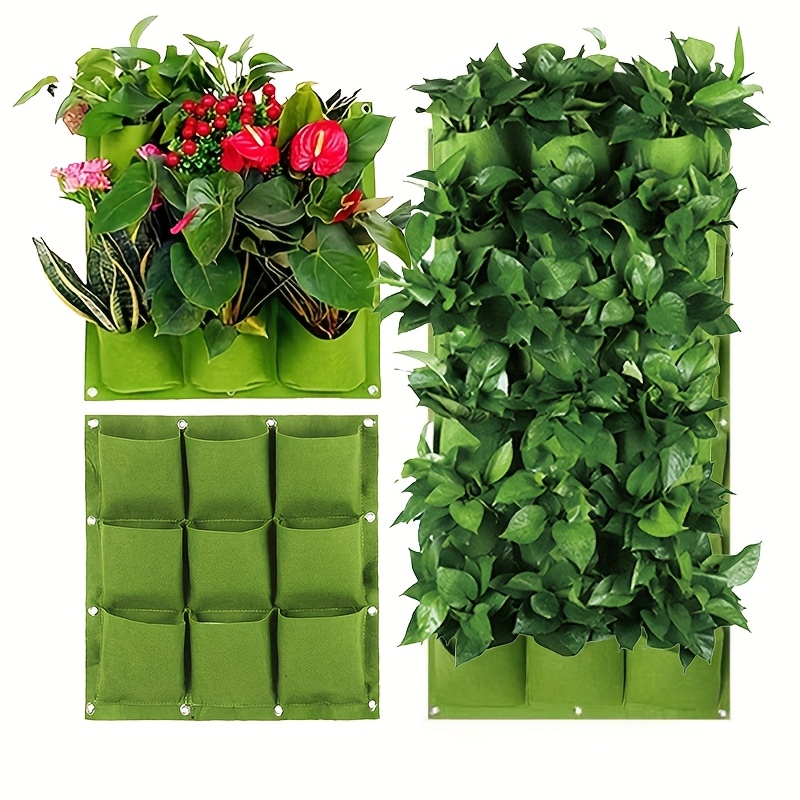1* Wall-Mounted Grow Bag for Flowers, Lightweight Indoor&Outdoor 9/18  Pockets Leisure
