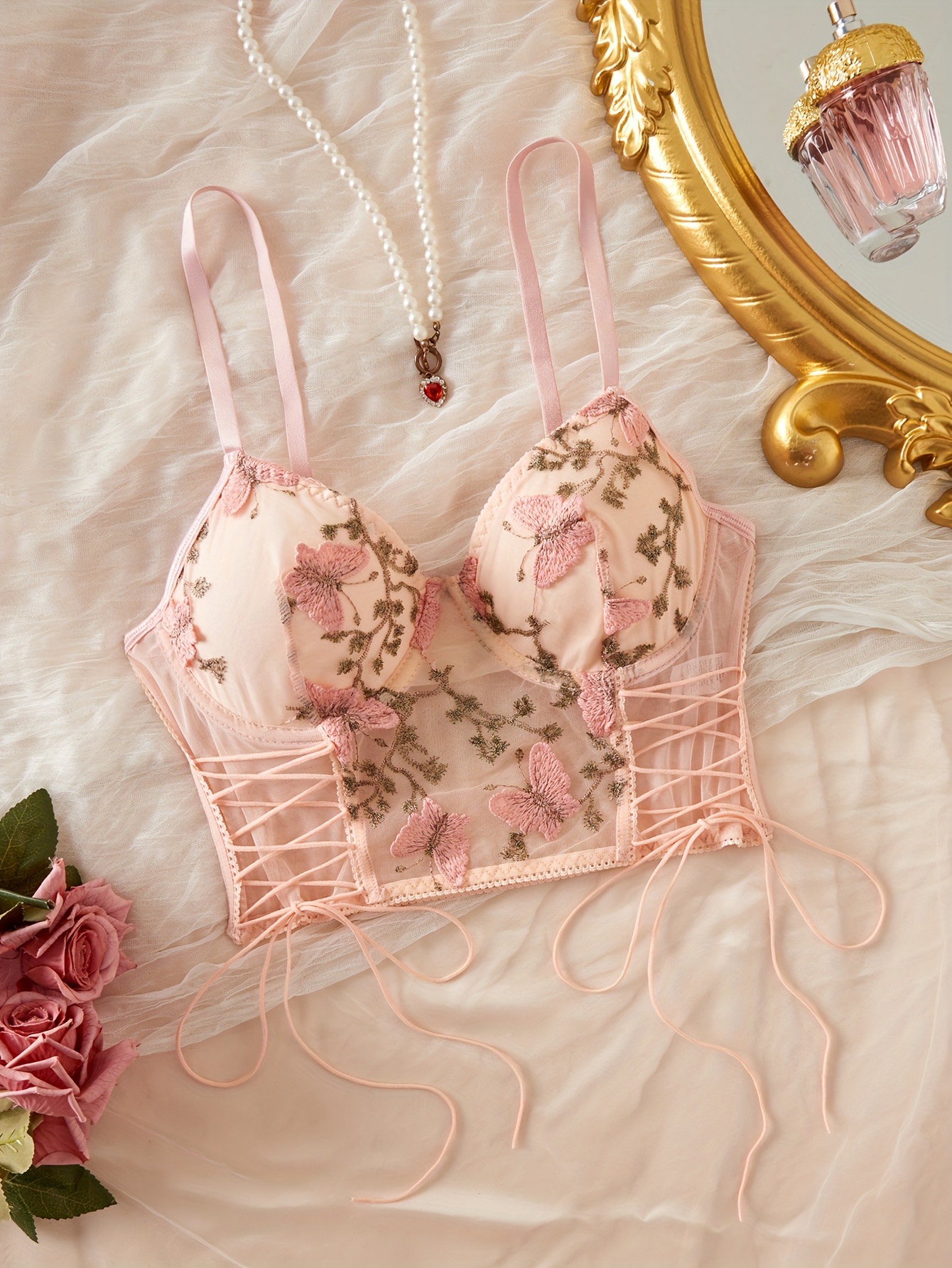 3d embroidered camisole top underwire side - Temu Mexico