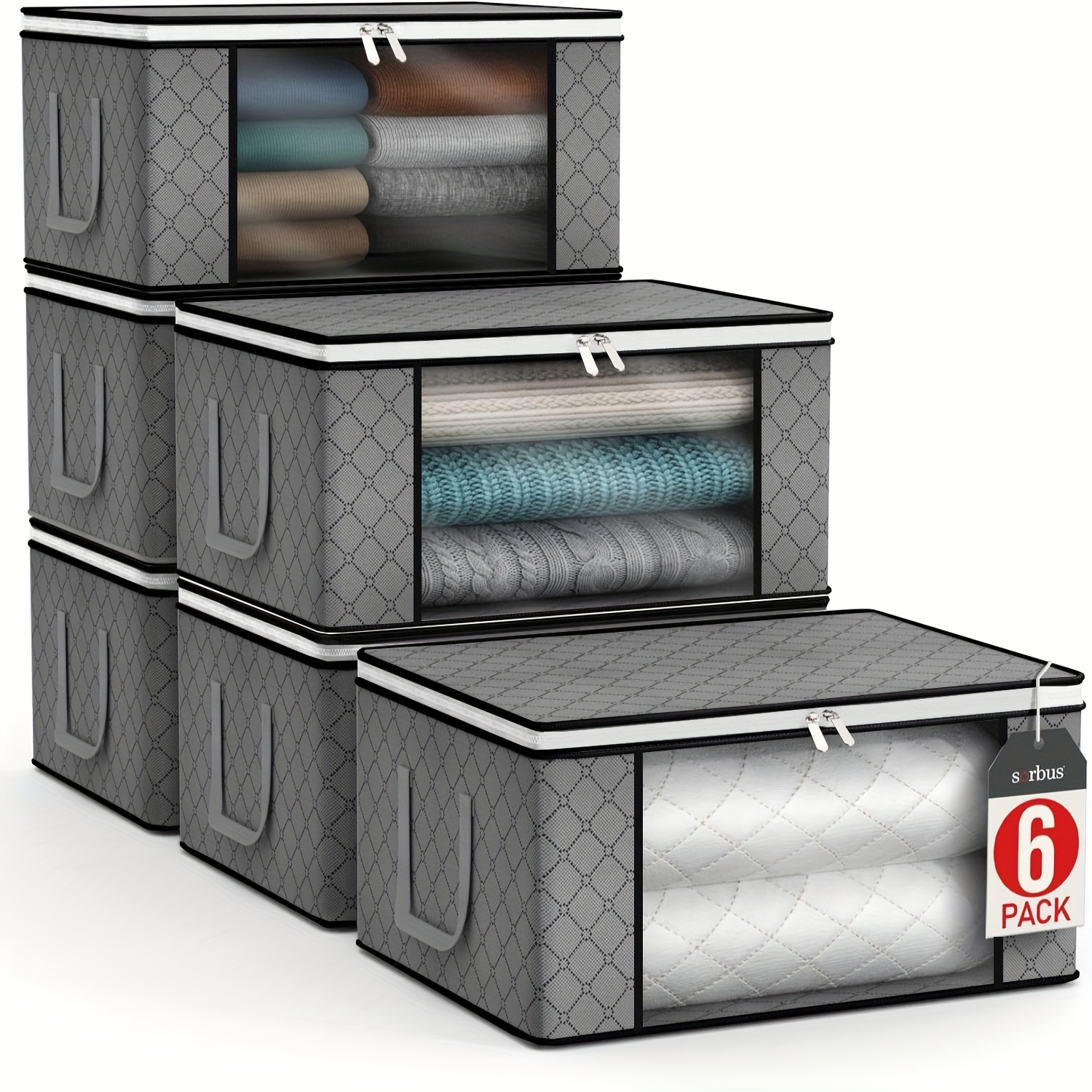 

Sturdy & Foldable Clothes Storage Bag With Reinforced Handles, Clear Window, And Zippers - Blankets, Bedding, And Travel Organization