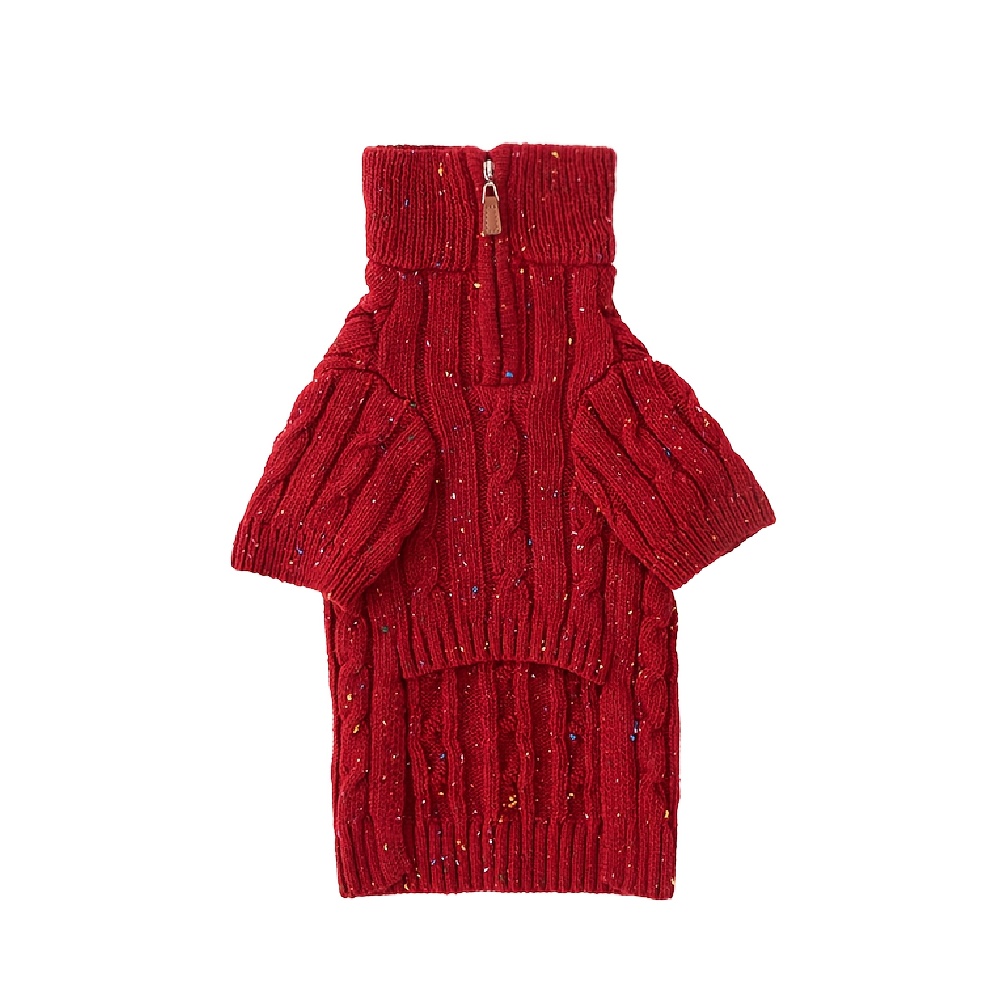 TEMU Red Knit Half-zip Sweater Suitable For Greyhounds, Whippets, Bearded Collies, Dobermans & Cats - Adjustable High-neck Zippered Sweater For Small