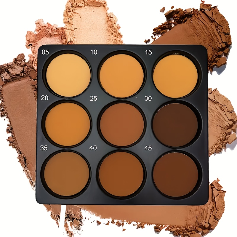 9-Color Face Contour And Concealer Palette, Medium to Deep Tones, Highlight And Contour, Matte End, Waterproof And Sweatproof, Long-Lasting, Suitable for Daily Commute, Dates, Parties, Easter, Music Festivals, Mother'S Day Gift