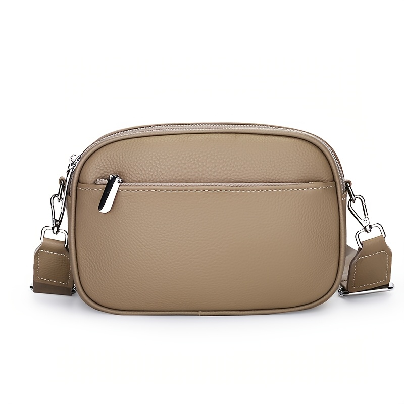Women's Top-Grain Cowhide Single-Shoulder Bag, Multi-Compartment Crossbody