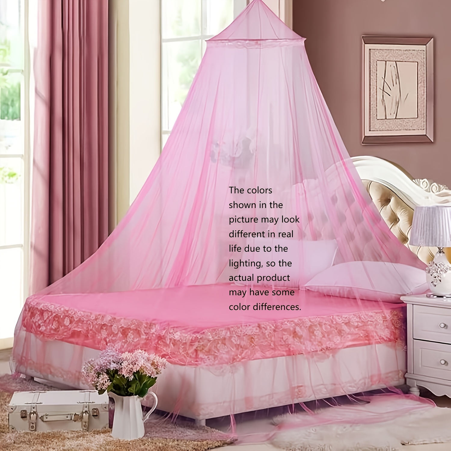TEMU Elegant Princess-style Canopy Net With Wire Frame - Lightweight Mesh -proof Bed Net, Hand Wash Only, Protection | Decorative Bedding | Durable