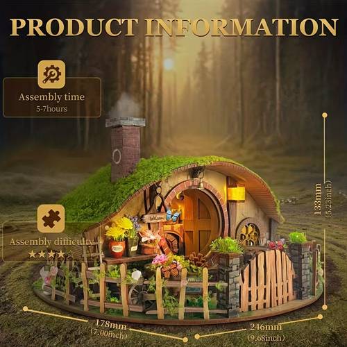 hobby house wooden assembly model desktop decoration ornament 3d model kit halloween christmas gift