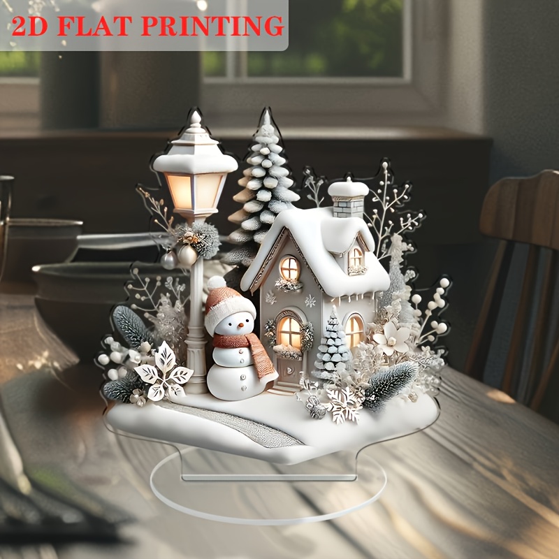 

2d Flat 1pc Style Acrylic Snowman & 2d Flat Printed Tabletop Decor Sign - Multipurpose Seasonal Decoration For , Gift, Suitable For Christmas, Easter, Hanukkah, Thanksgiving, 's Day, No Power Needed