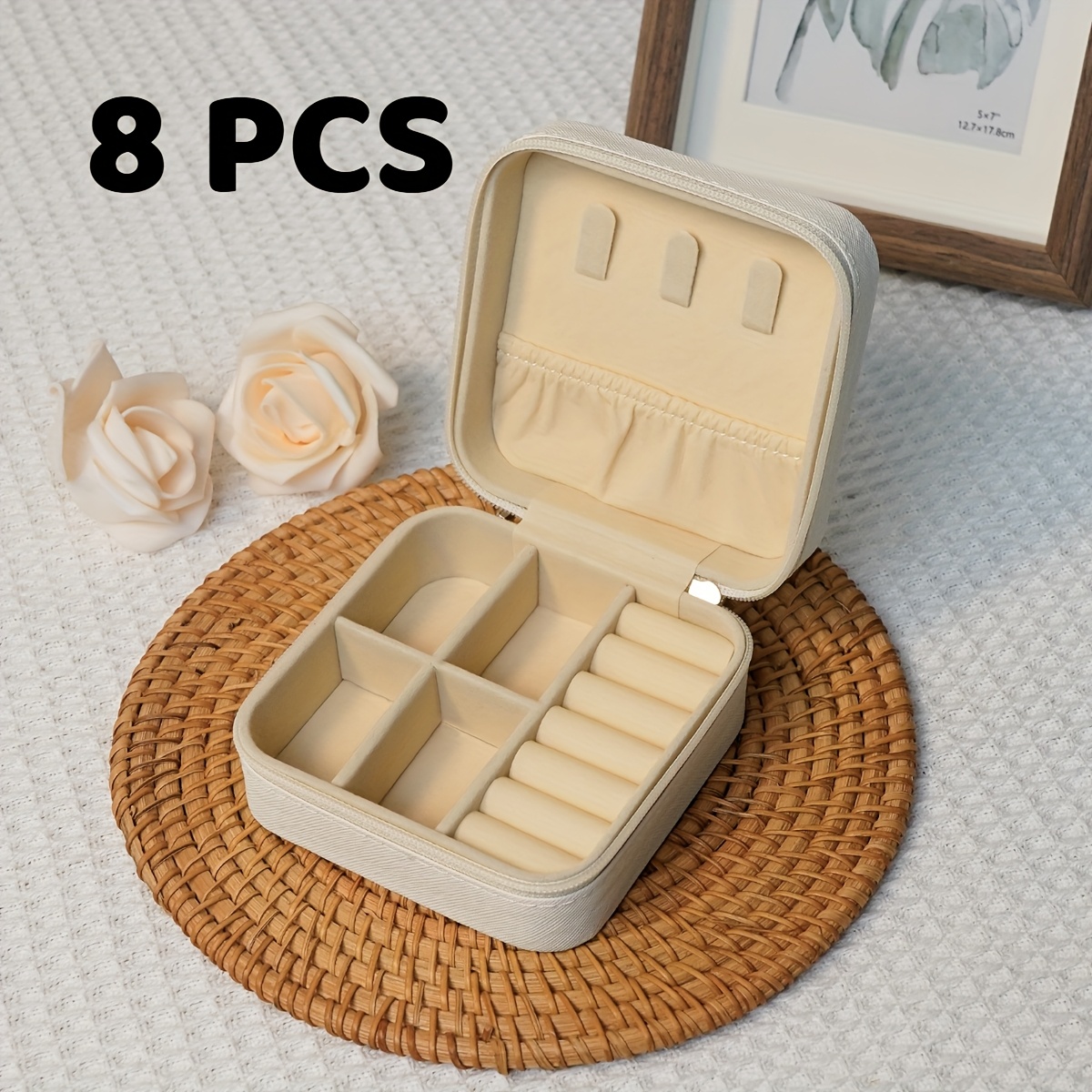 TEMU 8-pack Travel Jewelry Case Small Green Jewelry Box Jewelry Organizer Storage Case Portable Pu Leather Mini Jewelry Travel Case For Women
