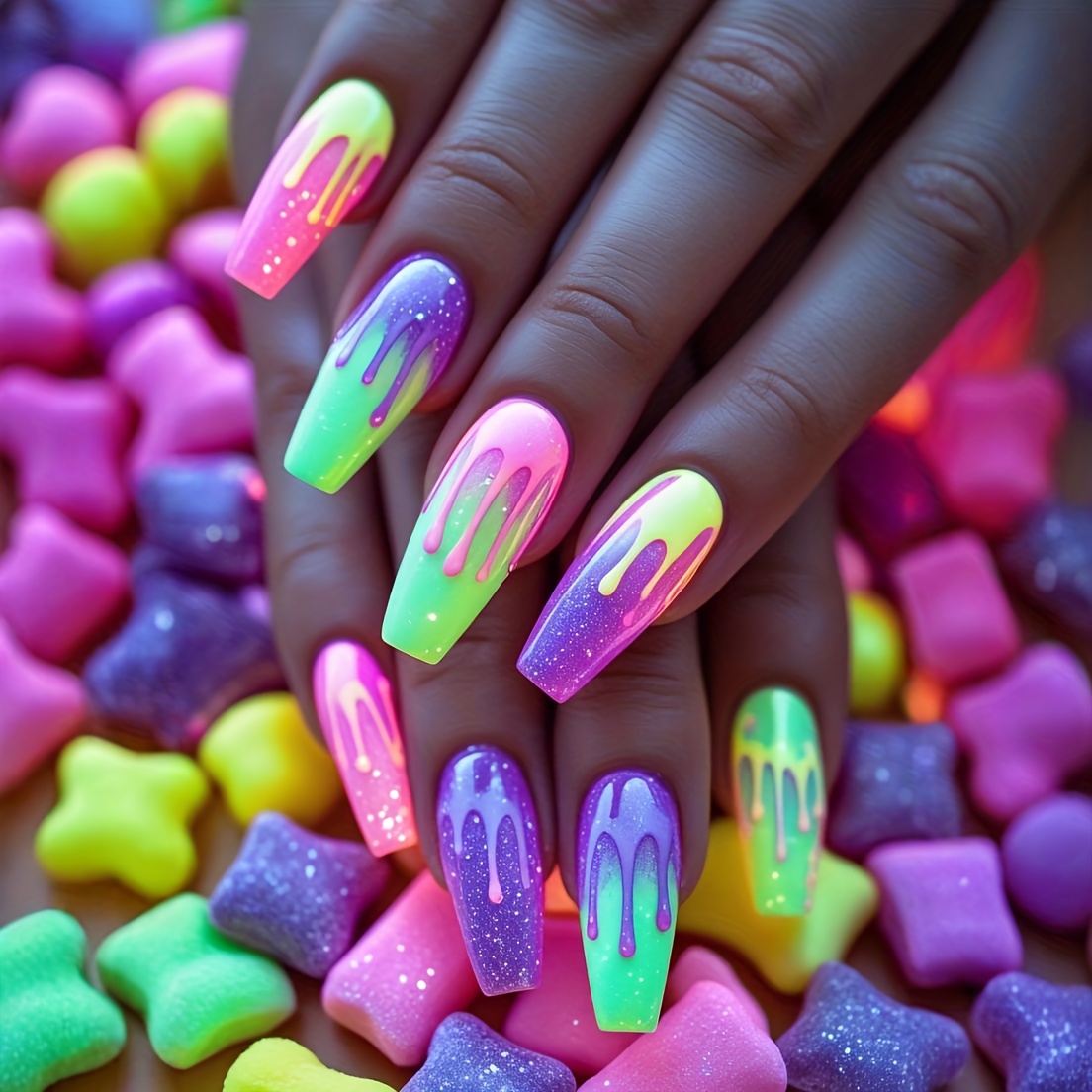 TEMU Améliorez , 24pcs Faux Ongles de Ballet Chinois, Doux et Cool, Tendance et Couleur et Dégradé Juice Fluide, Couverture Complète d'Ongles
