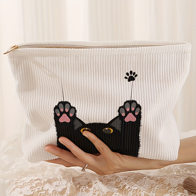 TEMU Kordel-Make-up-Tasche mit Katzenmuster - Leichte Reißverschluss-Innenfutter-Make-up-Tasche, Multifunktionale Make-up-Aufbewahrung, Geeignet für
