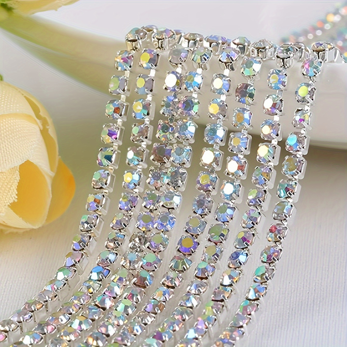 

Rhinestone Ribbon Roll - 10 Yard Crystal Chain Trim For Diy Crafts, Wedding Decorations, Party Supplies