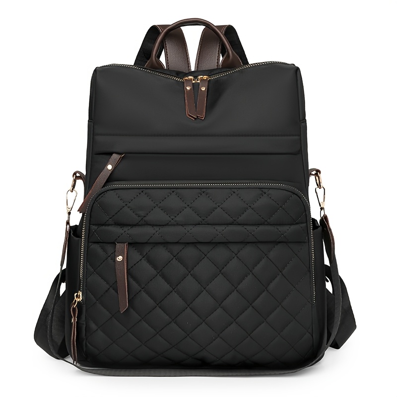 TEMU Fashion Women's Backpack Large Capacity Outing Vacation Anti-theft Multi-pocket Weight Reduction Casual Shoulder Bag Checkered Decor Campus