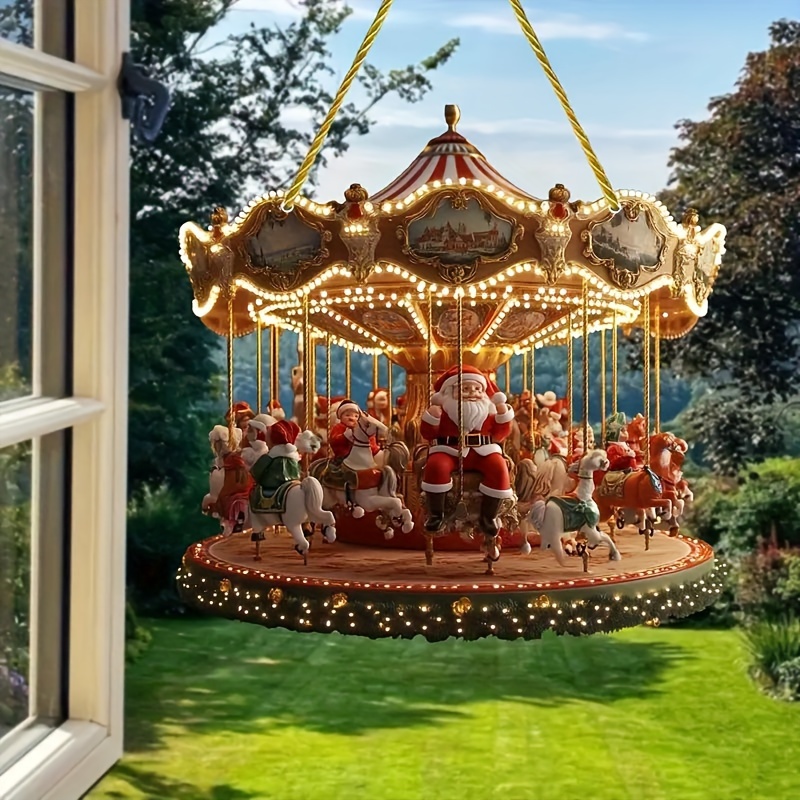 

Santa Claus Carousel Acrylic Sun - Christmas Decor For Living Room, Bedroom & Yard - Gift For