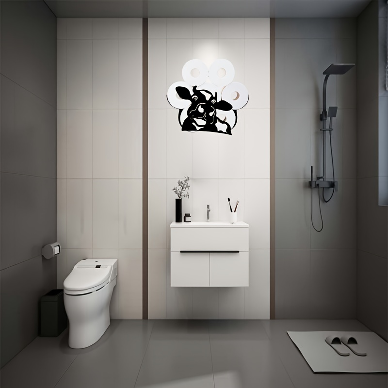 Dekorativer Toilettenpapierhalter Mit Kuh-Motiv – Schwarzer Metall-Halter Für 8 Rollen, Wandmontiert, Für Bad Oder Gäste-WC