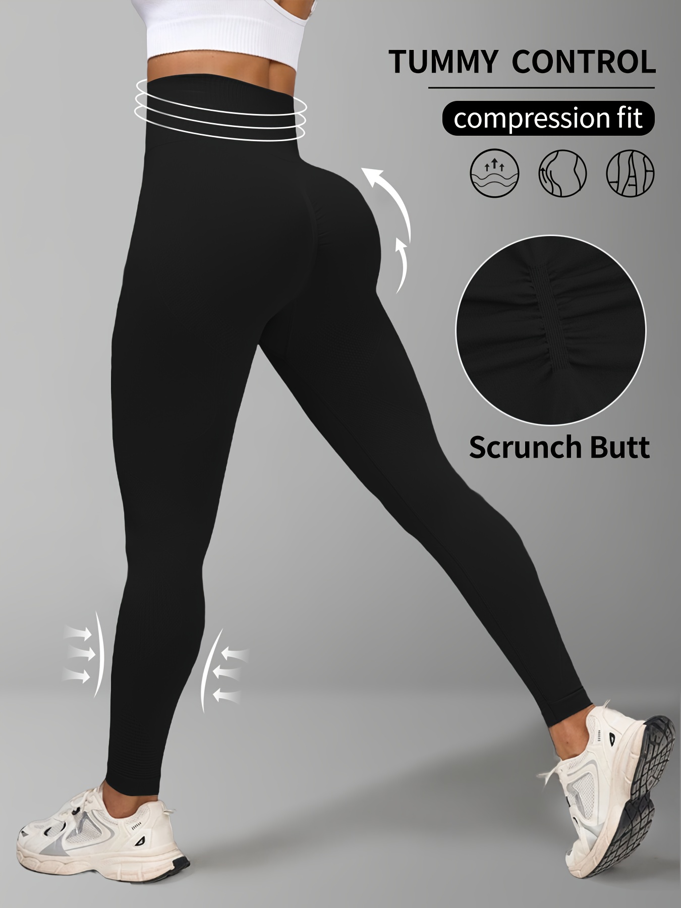 Legging De Yoga Taille Haute Sans Coutures Femme - Rose Cendré