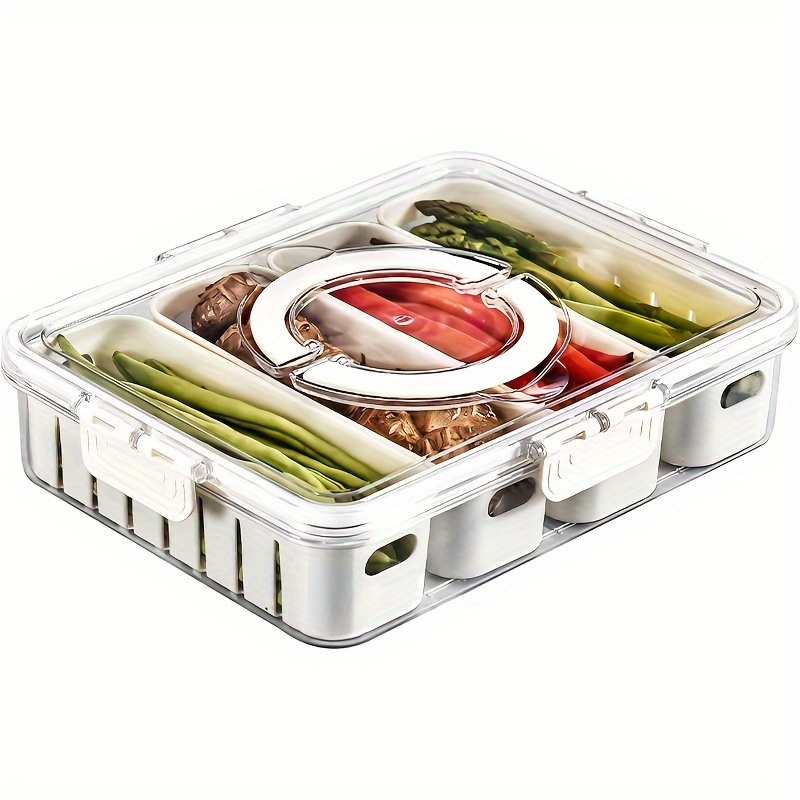 Divided Serving Tray With Lid Food Storage Container Serving - Temu