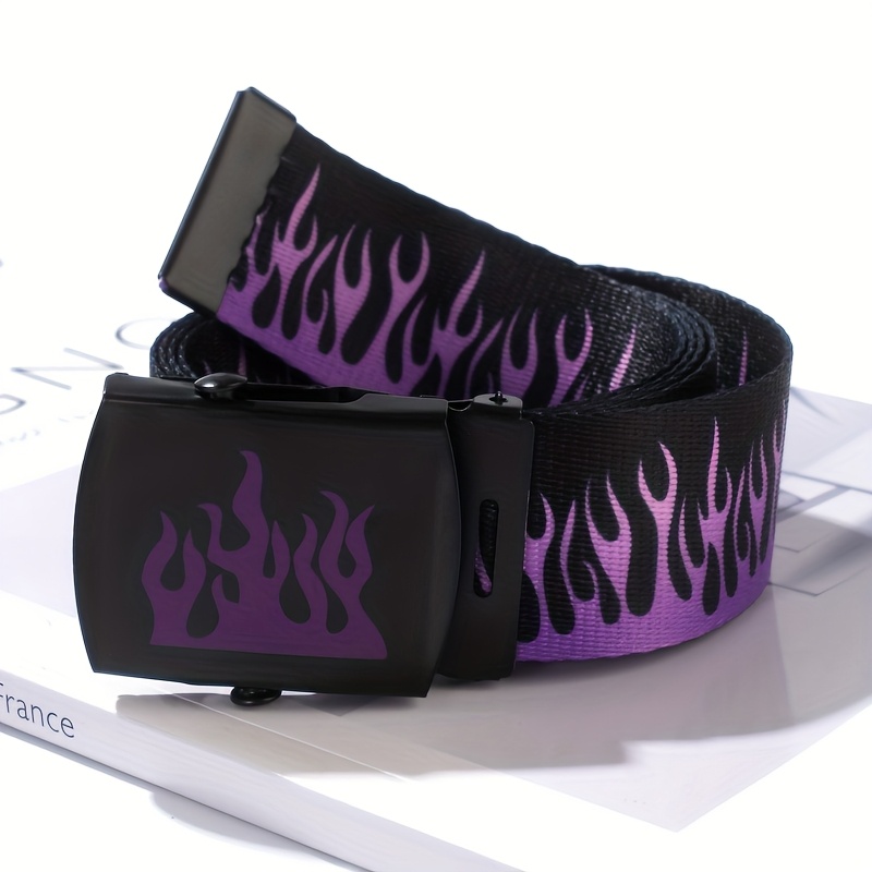 1pc Harajuku Fashion Hip-hop Korean Trendy Men' Belt, Individual Casual Flame Waistband
