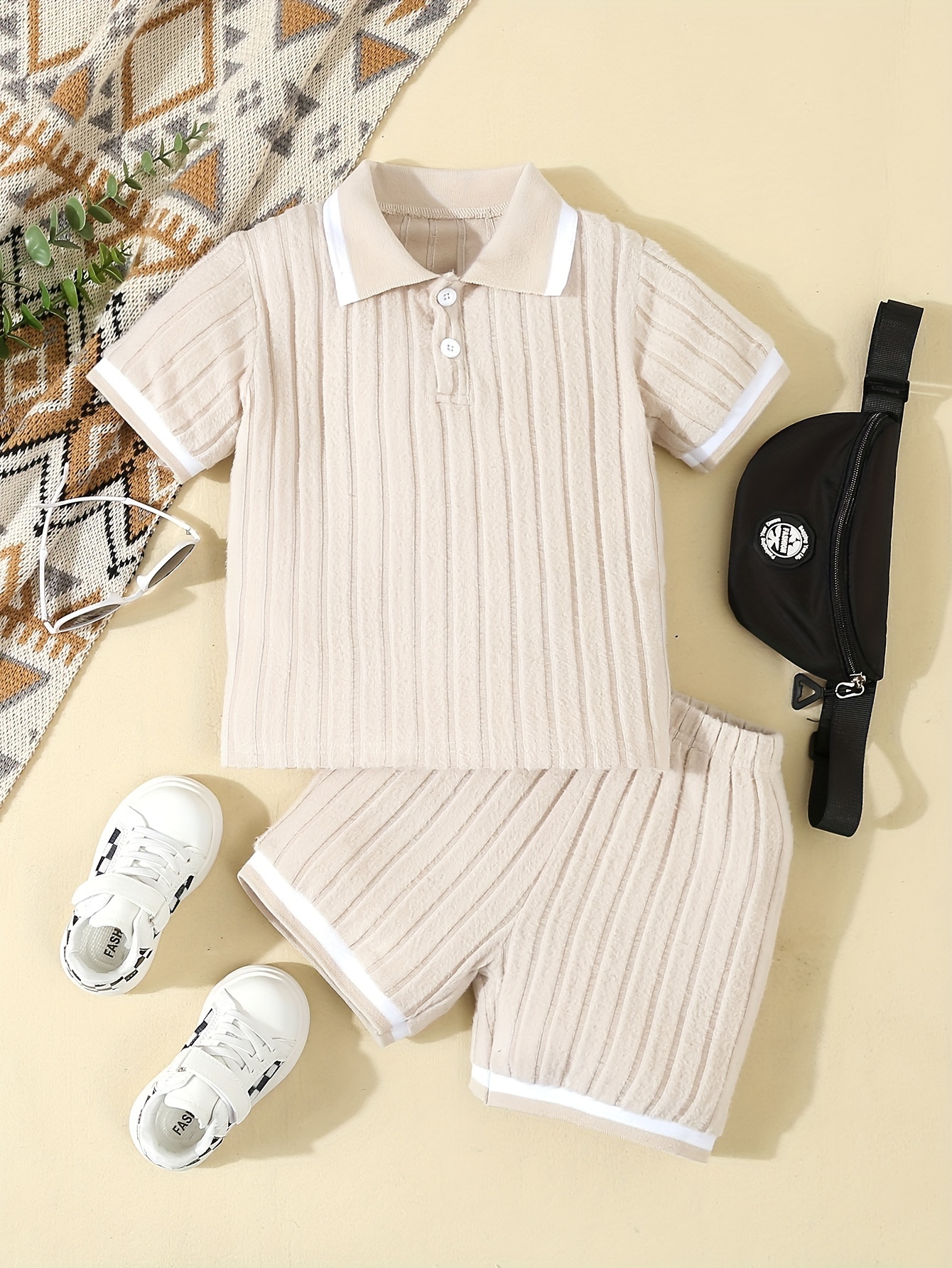 Set Estivo Bambino 2 Pezzi - Camicia Maniche Corte + Pantaloncini In Cotone E Lino (3 Mesi-4 Anni) - Foto 5