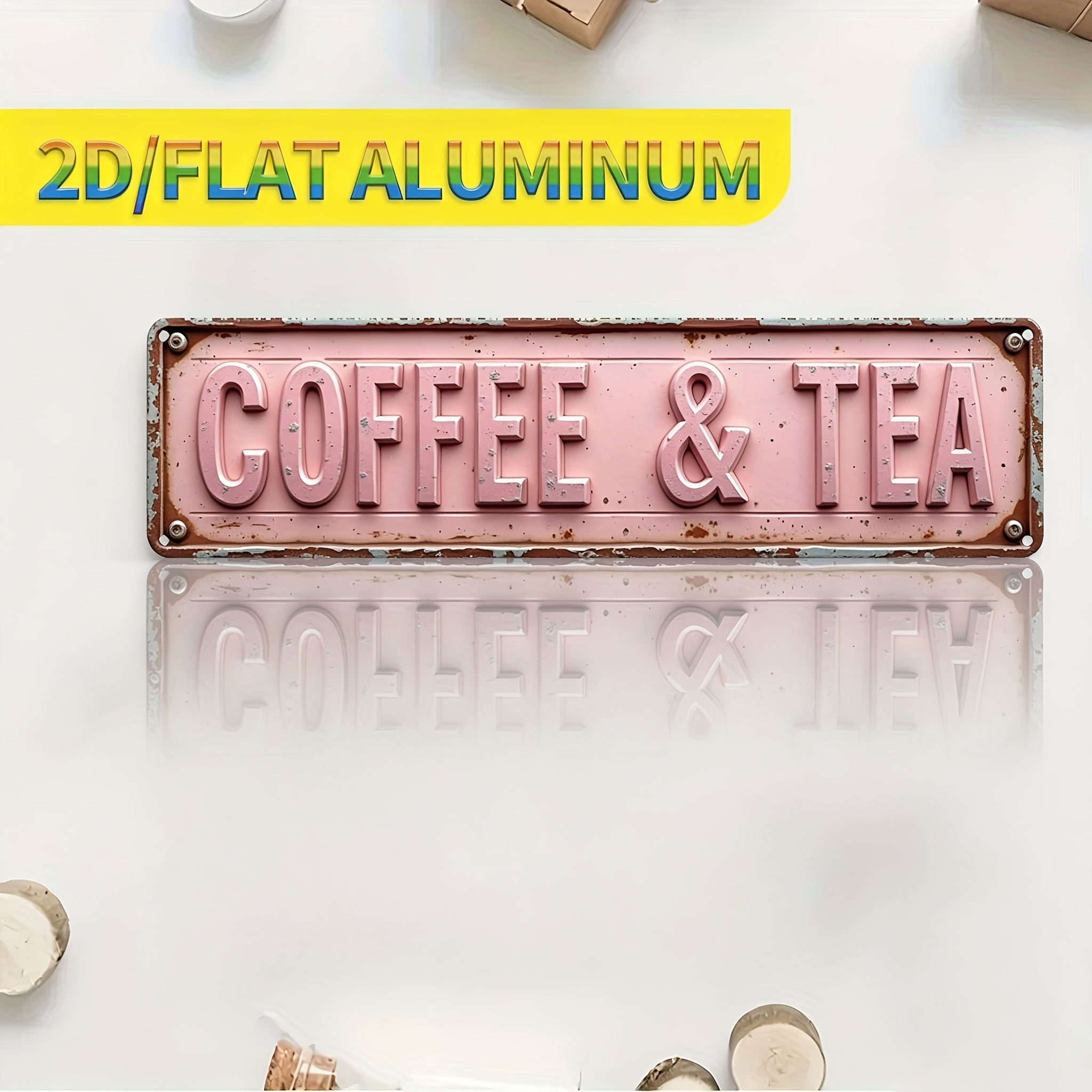 TEMU 2d Flat - 2d Plane - 1pc 2d Plane Humorous Weathered Edge Texture "" Floral Retro Aluminum Metal Wall Sign, Size 3.94x15.75 Inches, Rustic Style