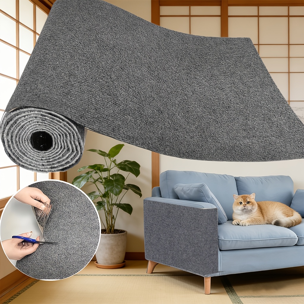 TEMU 접착식 고양이 스크래칭 패드 - 잔여물 없음, 탈부착 가능한 스크래치 방지 표면, 내구성 있는 폴리에스터 펠트 소재, 고양이 친화적인 디자인, 벽 및 가구용, 실내 고양이를 위해 특별 설계, 모던 스타일, 실내 고양이용 전용 스크래칭 보드