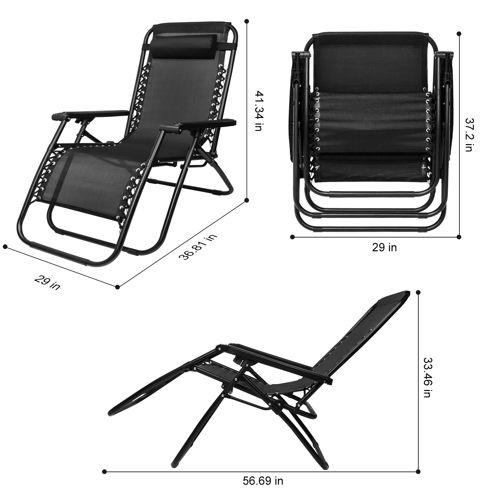 TEMU 29 Inch 0 Gravity Chair, Outdoor Patio Lounge Chair, Xl -gravity Recliner With Headrest And Cup Holder