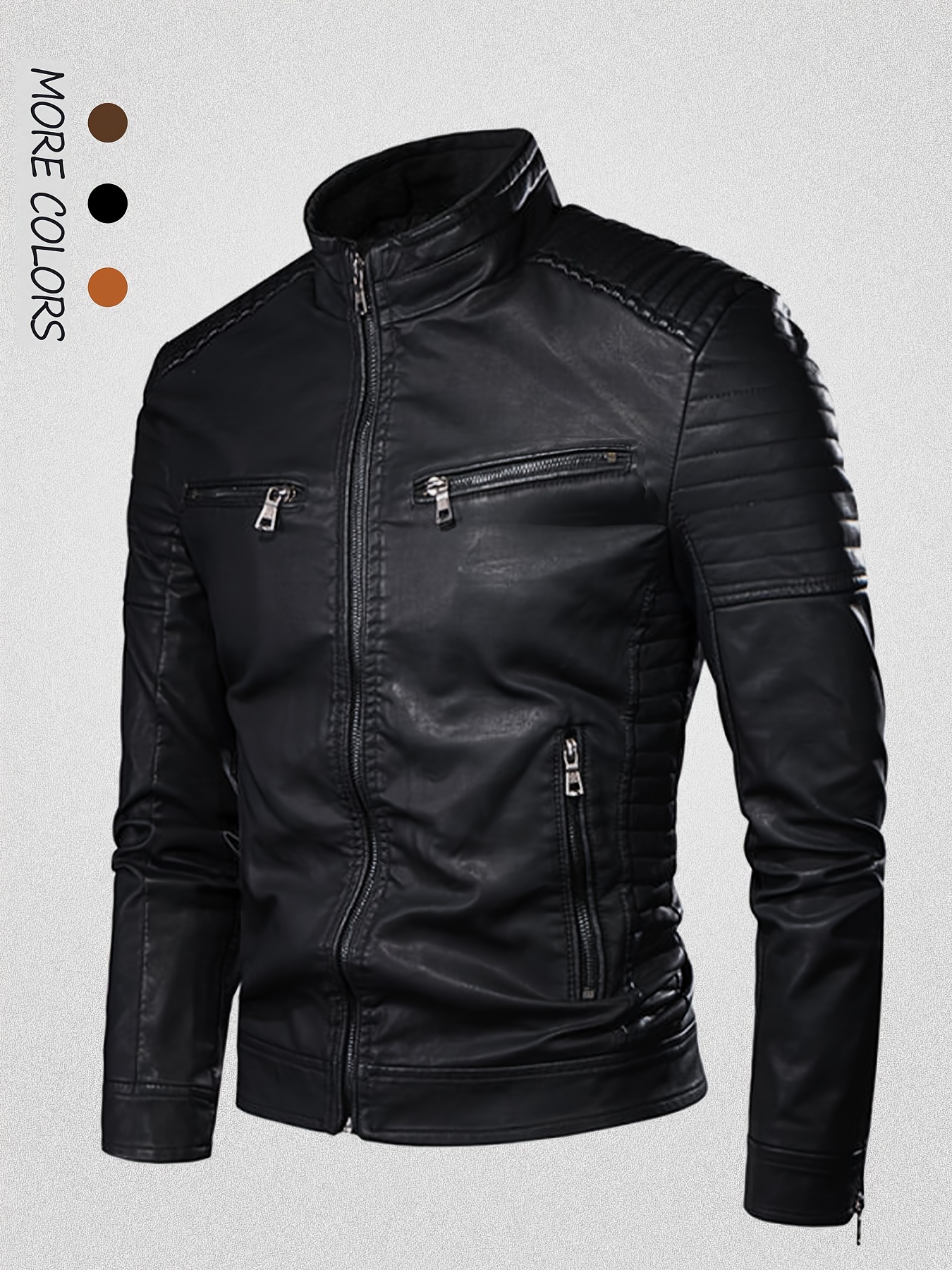 veste moto vintage homme style motard col manches Temu France