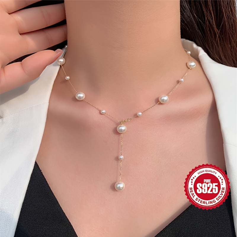 

11.2g 925 Silver Shell Beaded String Necklace 4 Wear Styles Noble Elegant Light Luxury Temperament High-end Sense Mother's Day Valentine's Day Gift Hypoallergenic