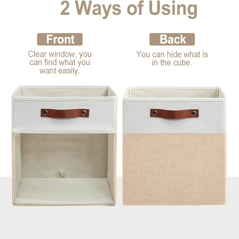 4-Pack Cube Storage Bins with Handles for Clothes Storage