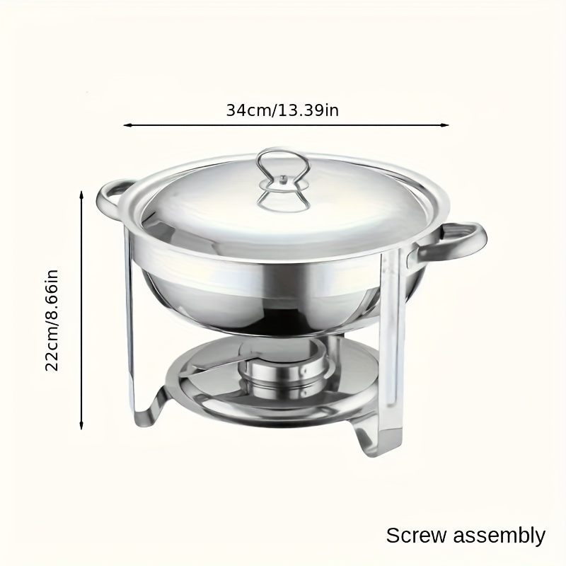 TEMU [ Cooking] 1 Set 4.5l Stainless Steel Insulated Hot Pot Buffet Set - Round Buffet Hot Pot & Warm/cooler Set With Lid & Lid Rack For Catering Use