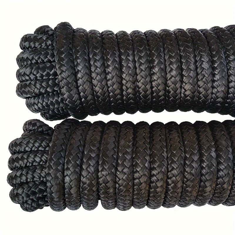 2pcs 3/8in(9.5mm)x20ft(6.1m) Black Double Braided Nylon Dock Line 100%nylon Breaking Strength:4000lbs