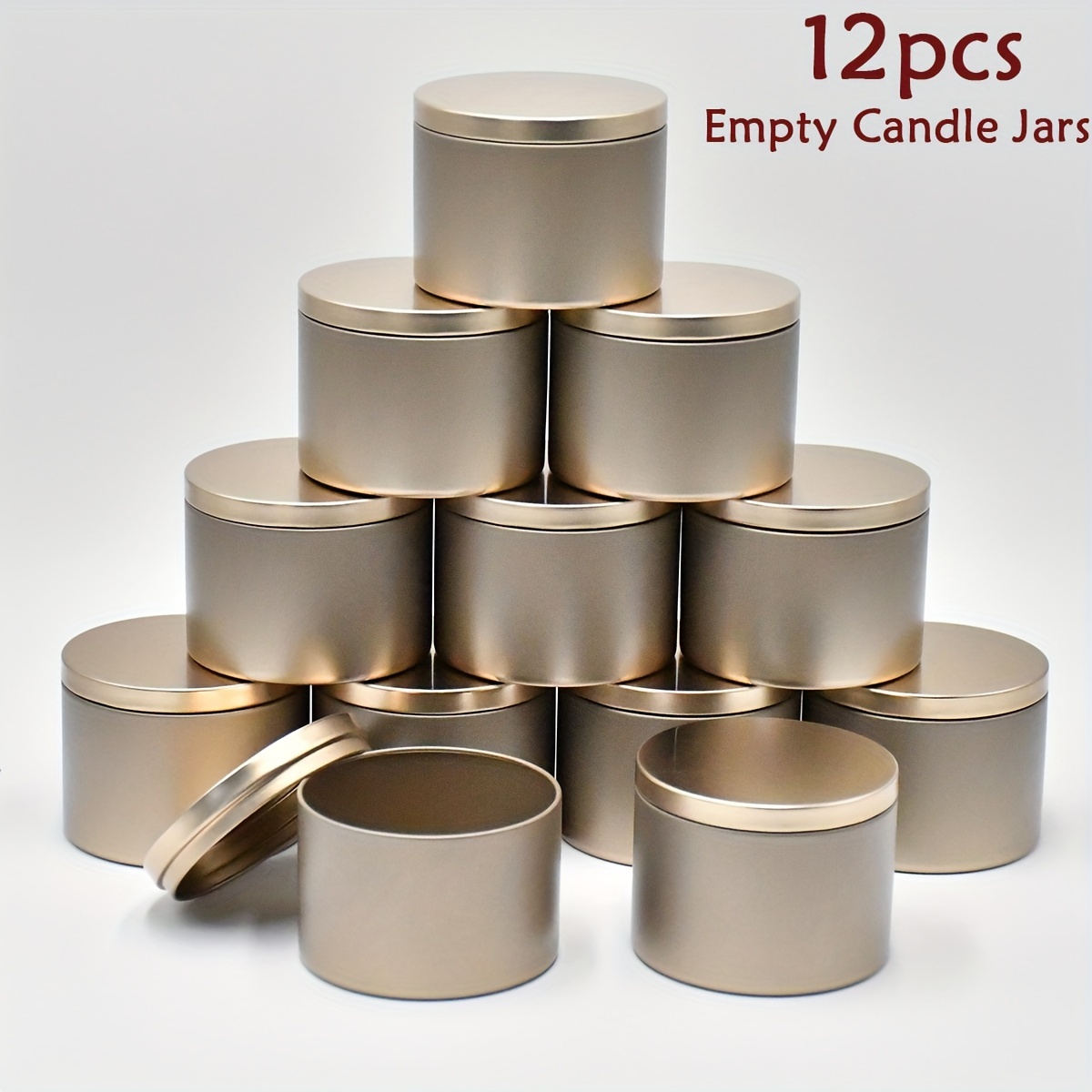 

12pcs 8oz Rose Golden Candle Tins With - Empty Metal Containers For Diy Candle Making