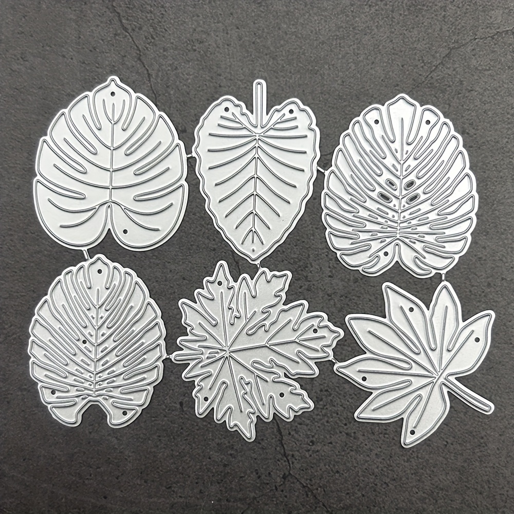 TEMU 1pc Leaf Plant Metal Scrapbook Embossing Die, Handmade Paper Embossed Book Album Gift, Embossed Photo Roll Album, Leaf Plant Silver Gray Metal