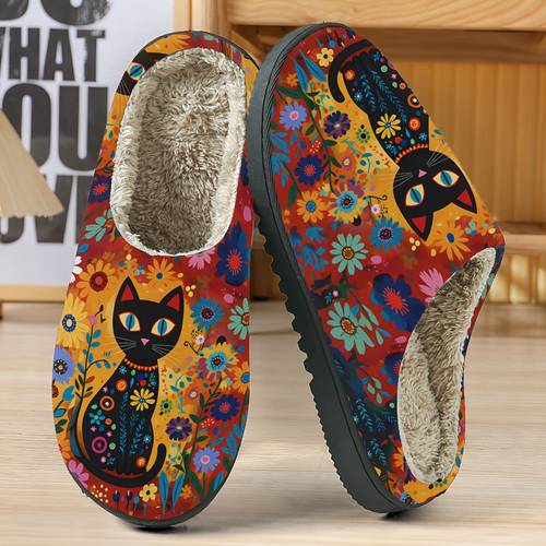 1 paire de chaussons confortables, avec un à thèmes à vifs, adaptés pour un /extérieur , avec semelles en tpr et rembourrage beige - un cadeau pour couples - lavables à , chaussures pour femme