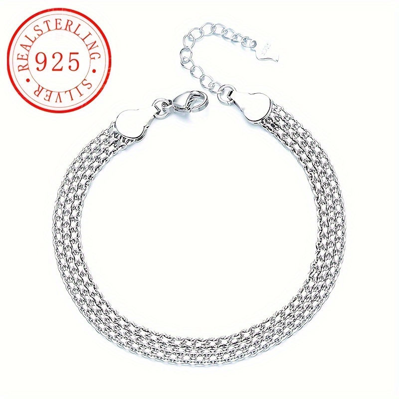 

Elegant 925 Sterling Silver Lace Chain Bracelet - Perfect Gift For Women, July Birthstone, Wear, 4.2g/0.14oz, Festival Gift