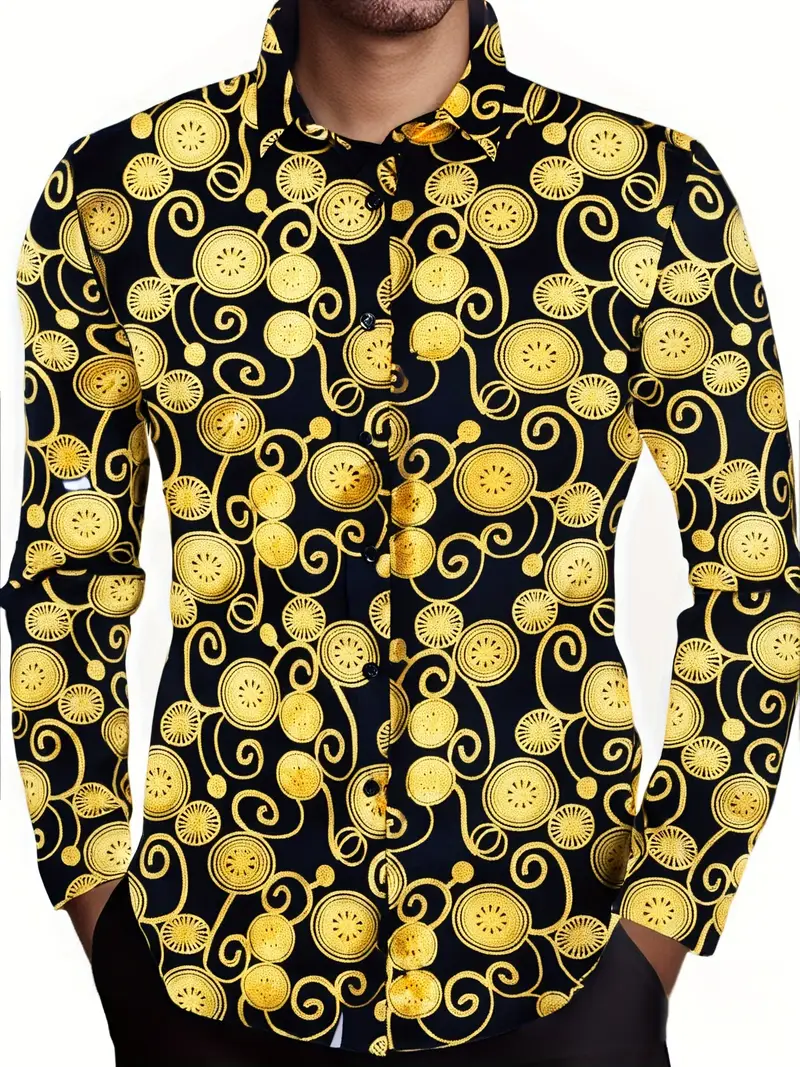 mens stylish golden printed shirt an elegant mature collar - Temu Mauritius mens stylish golden printed shirt an elegant mature collar - Temu Mauritius