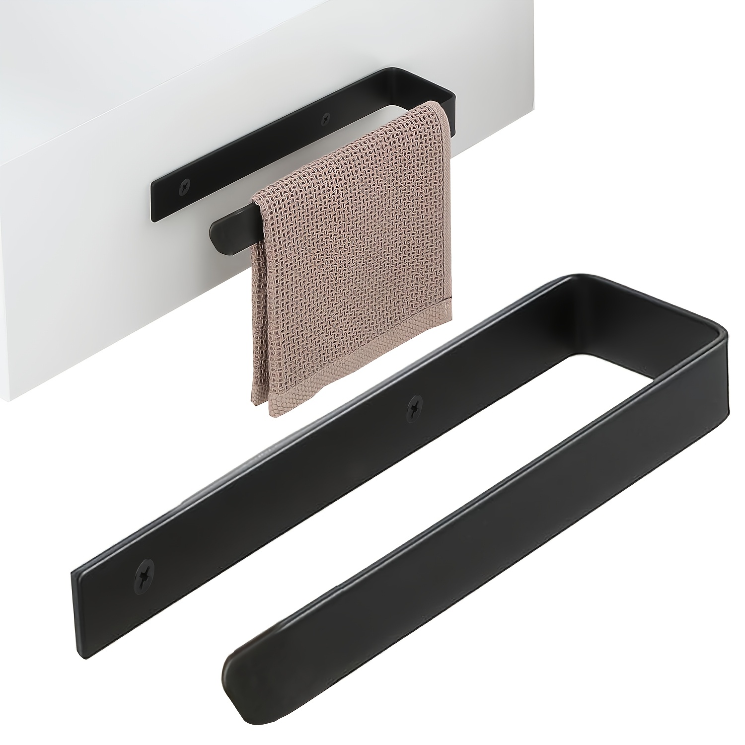 Towel Rack, Adhesive Tissue Bar, Bathroom Wall-mounted Towel Hook, Kitchen Cabinet Glass Door Sink Side Towel Ring