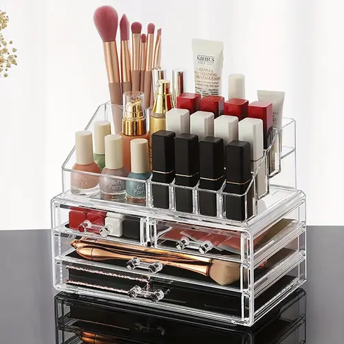 transparent cosmetic organizer display box multiple sizes cosmetic storage box transparent drawer style storage rack storage facial masks lipstick skincare products jewelry desktop cleaning artifact large capacity thickened craft self used or christmas thanksgiving and other holiday gifts suitable for perfect gifts
